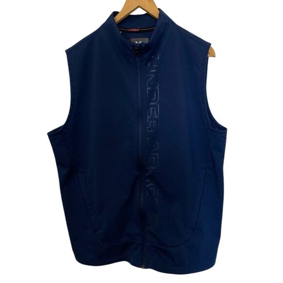 Under Armour Men's Full Zip Golf Vest Loose Fit Cold Gear Navy Blue Size Large - Picture 1 of 8